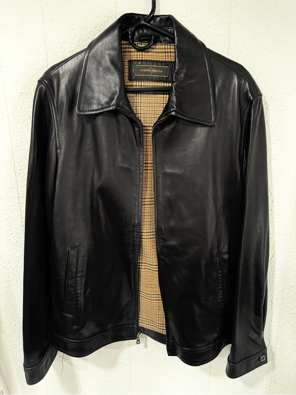 Joseph Abboud Black Leather Bomber Jacket - Picture 2 of 7